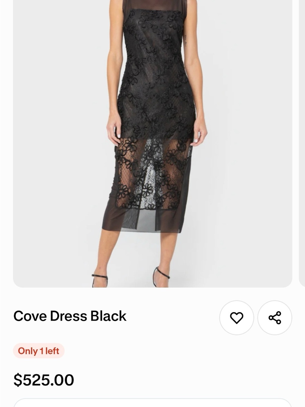Cove Sheer Black Lace Midi Dress